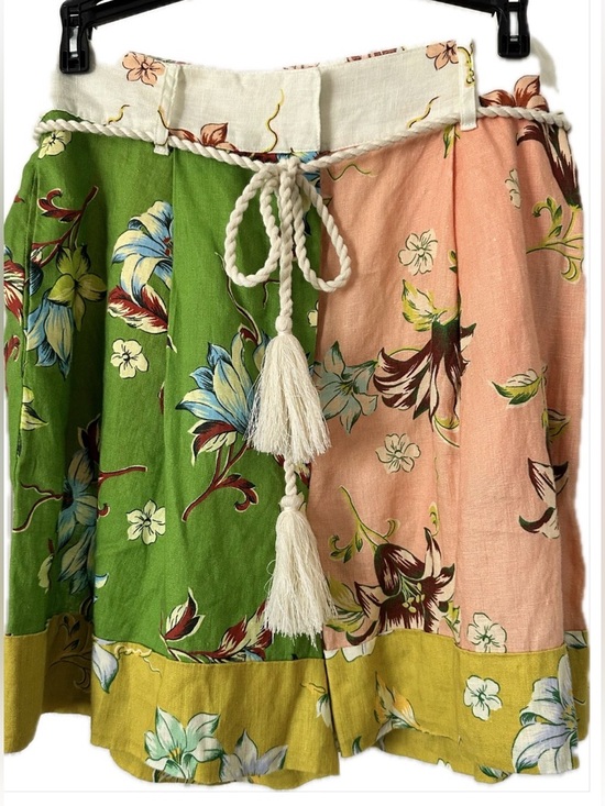 Magaschoni Pants - NWT ❤️ Magaschoni Floral Patchwork Tassel Rope Waist Linen Skirt
